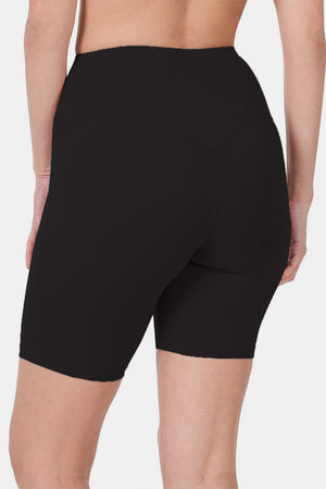 Biker Shorts Yoga Band Black - Buttery soft by Zenana