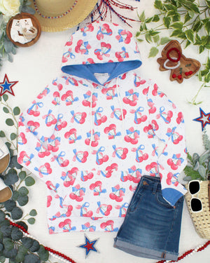 Hailey Pullover Hoodie - Patriotic Cherries by Michelle Mae