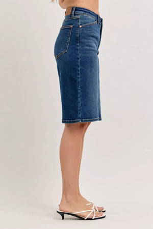 Judy Blue High Waist Relaxed Bermuda Jean Shorts