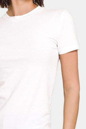 Zenana Crew Neck Short Sleeve Corron T-Shirt White