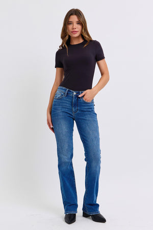 Judy Blue Mid Rise Thermal Non Distressed Bootcut Jeans