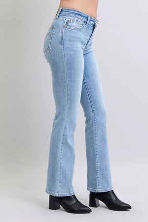 Judy Blue Mid Rise Brushed Thermal Bootcut Light Wash Jeans