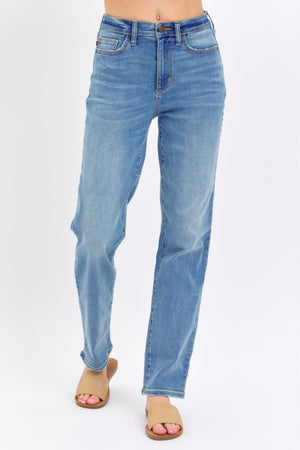 Judy Blue High Waist Classic Straight Leg Relaxed Non Distressed Jeans