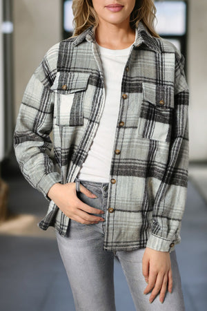 Plaid Flannel Dropped Shoulder Shacket Pink/Blue