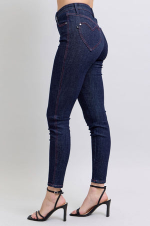 Judy Blue High Waist Heart Shaped Back Pockets Dark Wash Skinny Jeans