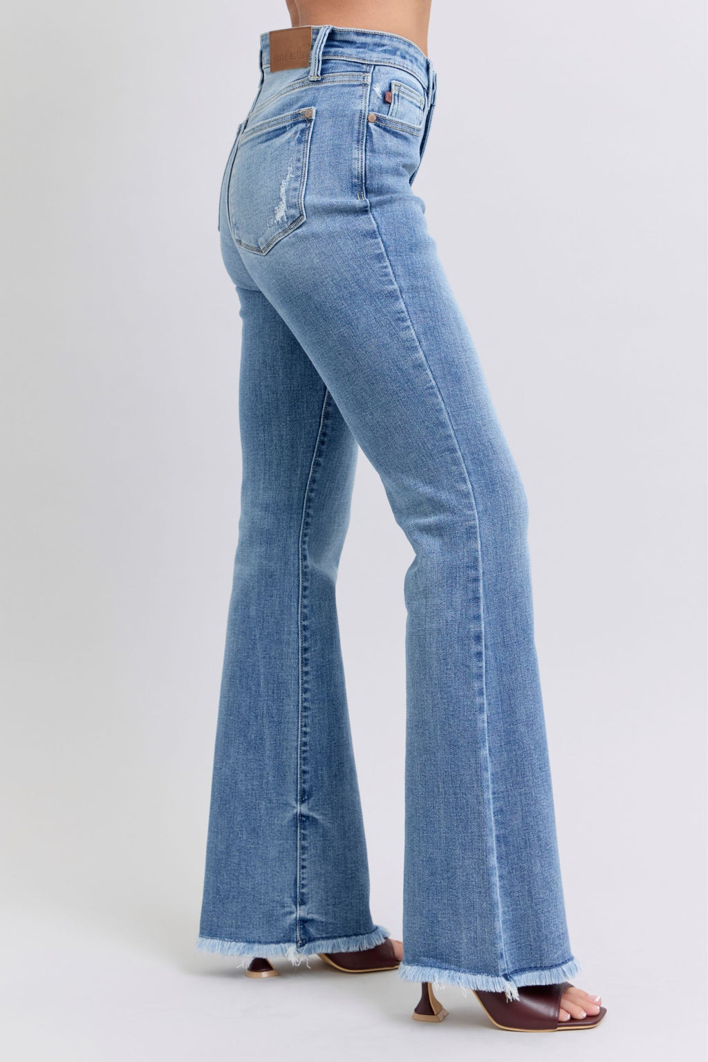 Judy Blue High Waist Frayed Hem Bootcut Jeans Tall