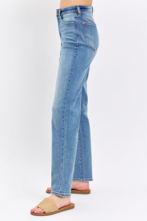 Judy Blue High Waist Classic Straight Leg Relaxed Non Distressed Jeans