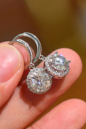 Moissanite Round-Shaped 2 Carat Drop Earrings