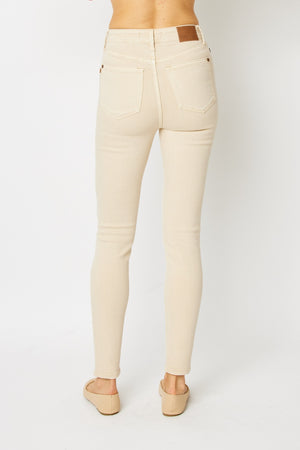 Judy Blue High Rise Garment Dyed Bone Tummy Control Skinny Jeans