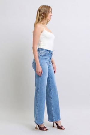 Judy Blue High Waist Wide Leg Vintage Wash Retro Jeans