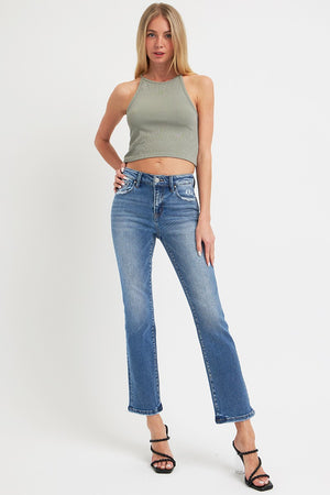 RISEN Mid Rise Ankle Straight Leg Jeans