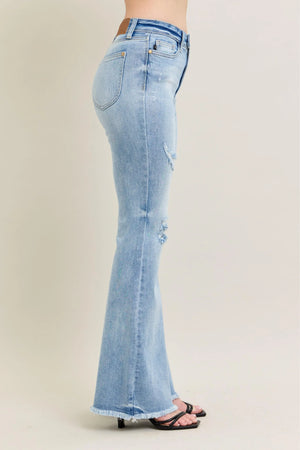 Judy Blue High Waist Fray Hem With Shield Pockets Flare Jeans Tall (33" Inseam)