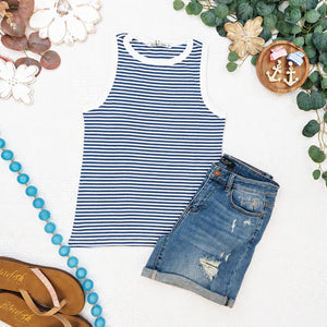 Classic Tank - Blue and White by Michelle Mae