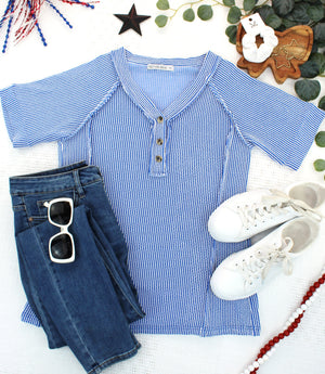 Juliette Button Top - Blue by Michelle Mae