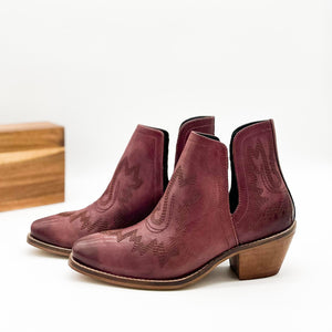 Kickin' Leather Booties in Burgundy - by Naught Monkey