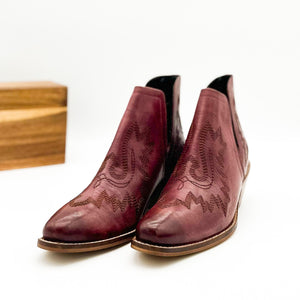 Kickin' Leather Booties in Burgundy - by Naught Monkey