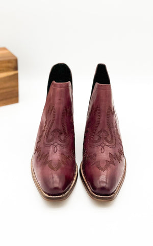 Kickin' Leather Booties in Burgundy - by Naught Monkey