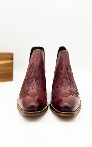 Kickin' Leather Booties in Burgundy - by Naught Monkey