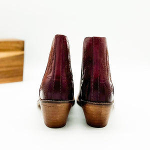 Kickin' Leather Booties in Burgundy - by Naught Monkey