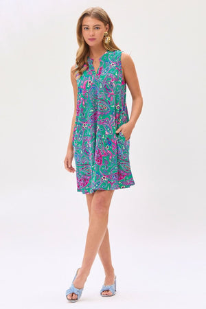 Dear Scarlett Lizzy Tank Dress in Emerald/Pink