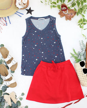 Noelle Tank - Navy Liberty Stars by Michelle Mae