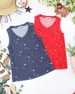 Noelle Tank - Navy Liberty Stars by Michelle Mae