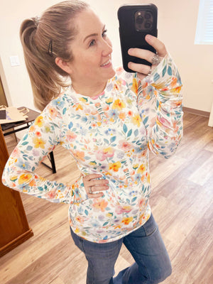 Blair Long Sleeve Top - Watercolor Floral by Michelle Mae