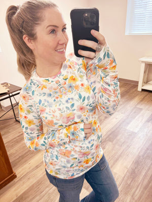 Blair Long Sleeve Top - Watercolor Floral by Michelle Mae