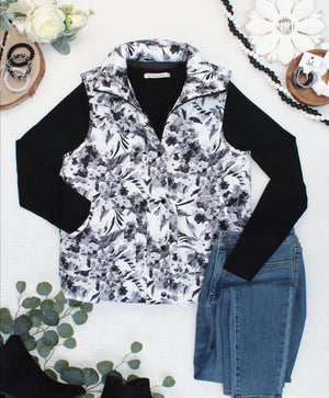PREBOOK Remy Zip Up Vest - Abstract Monochrome