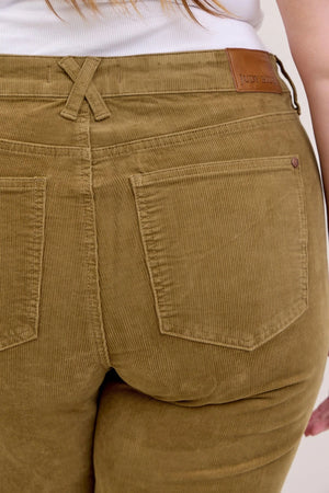 Judy Blue High Waist Olive Corduroy Retro Wide Leg Bottoms