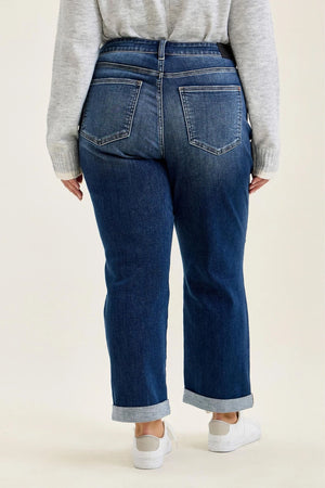 Judy Blue Mid Rise Billie Dark Wash Boyfriend Jeans