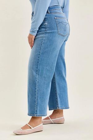 Judy Blue Mid Rise Claudia Wide Leg Ankle Jeans