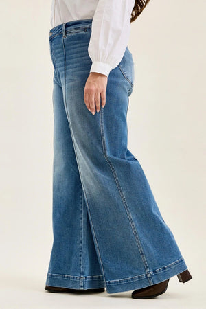 Judy Blue High Waist Liza Palazzo Shield Pocket Jeans – Regular & Short Inseam Options