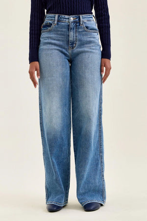 Judy Blue High Waist Angelina Column Straight Leg Classic Soft Indigo Jeans