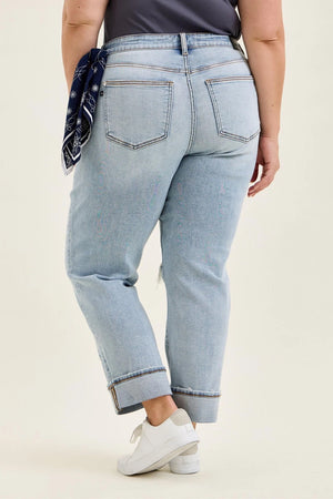 Judy Blue Mid Rise Distressed Boyfriend Jean with Bandana Loop
