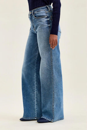 Judy Blue High Waist Angelina Column Straight Leg Classic Soft Indigo Jeans