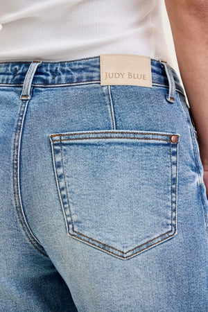 Judy Blue Mid Rise Ankle Wide with Back Darts & Bandana Loop Jeans