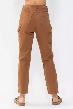 Judy Blue High Waist Brown Carpenter Utility Slim Fit Jeans