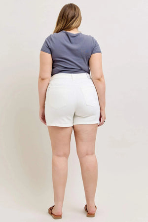 Judy Blue High Waist Slim White Denim Short