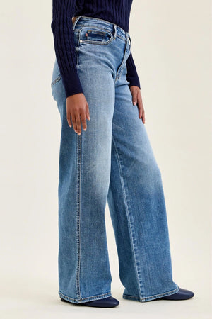 Judy Blue High Waist Angelina Column Straight Leg Classic Soft Indigo Jeans