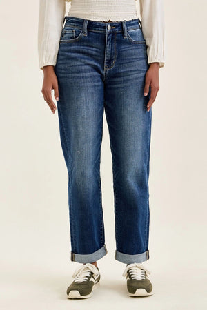 Judy Blue Mid Rise Billie Dark Wash Boyfriend Jeans