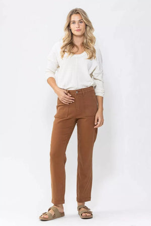 Judy Blue High Waist Brown Carpenter Utility Slim Fit Jeans