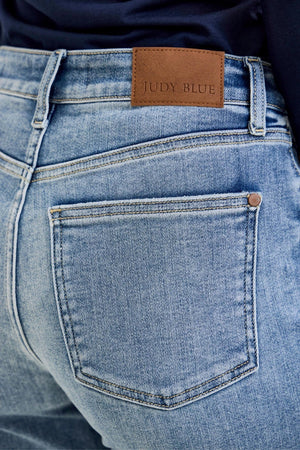 Judy Blue Mid Rise Billie Light Wash Cuffed Boyfriend Jeans