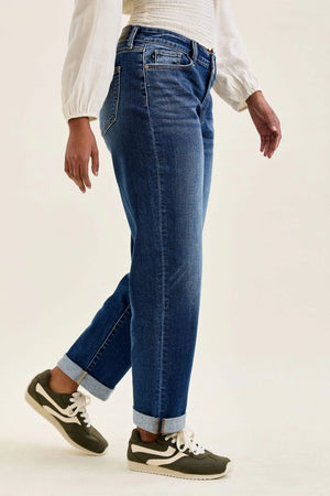 Judy Blue Mid Rise Billie Dark Wash Boyfriend Jeans