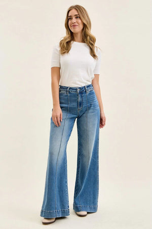 Judy Blue High Waist Liza Palazzo Shield Pocket Jeans – Regular & Short Inseam Options