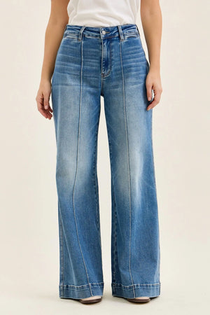 Judy Blue High Waist Liza Palazzo Shield Pocket Jeans – Regular & Short Inseam Options