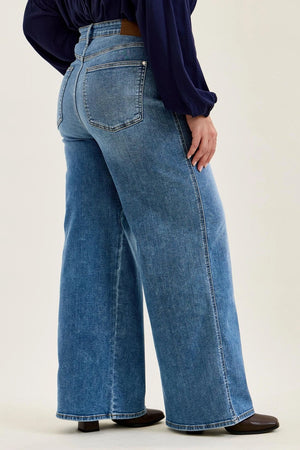 Judy Blue High Waist Angelina Column Straight Leg Classic Soft Indigo Jeans
