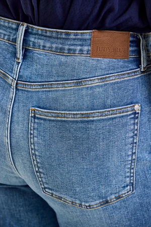 Judy Blue High Waist Angelina Column Straight Leg Classic Soft Indigo Jeans