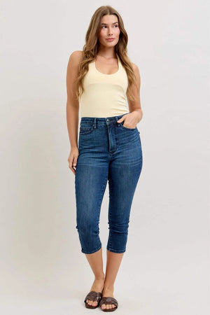 Judy Blue High Waist Tummy Control Capri Denim Jeans