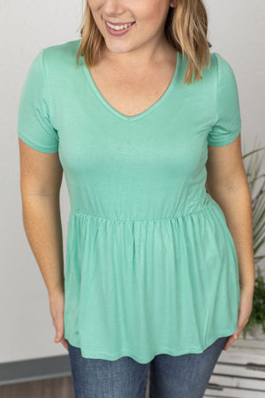 Sarah Babydoll V Neck Ruffle Short Sleeve - Mint by Michelle Mae